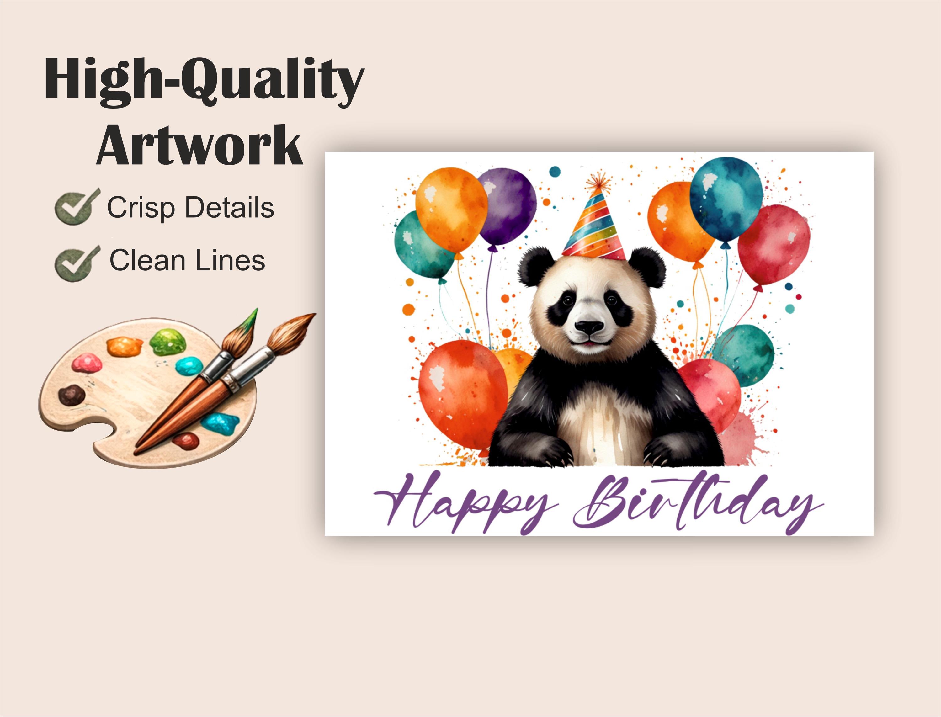 Biglietto Buon compleanno Pencil Panda con candelina