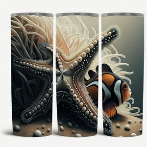 Ocean Creatures Sublimation Wrapper | 20oz Tumbler Marine Life Design Art