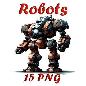Robots Watercolor Clip Art | 15 PNG Files | Cute AI Robot Illustrations for Crafts and Design