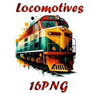 Express Lokomotiven Aquarell Clip Art | Vintage Zug 16 PNG