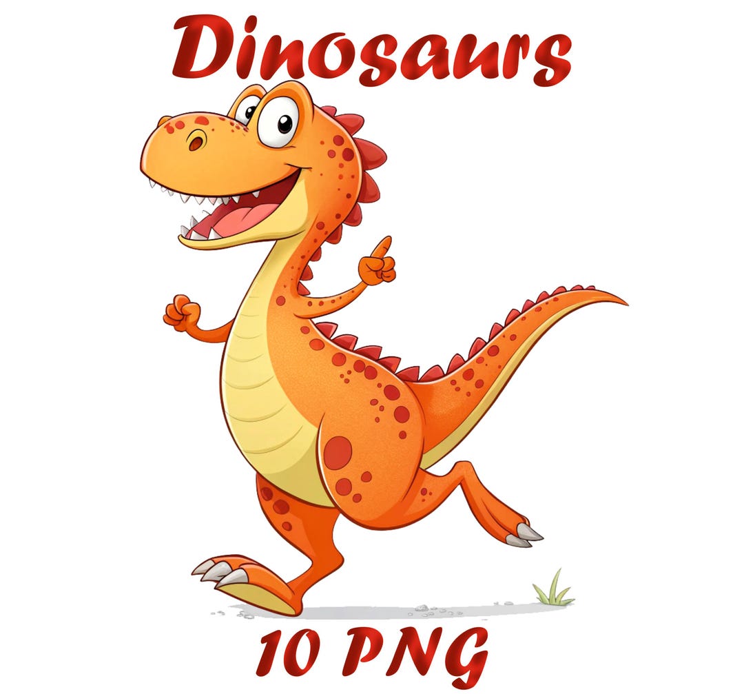 Cute Dinosaur Clipart PNG | Funny Cartoon Dino Bundle | 10 Transparent ...