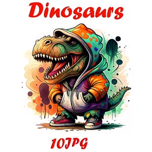 Dinosaur Watercolor Clipart JPG | 10 Cute Dino Files for Scrapbooking & Crafts