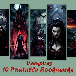 Vampire Bookmarks: Gothic Printable Bookmark Set (10pcs) (Digital Download)