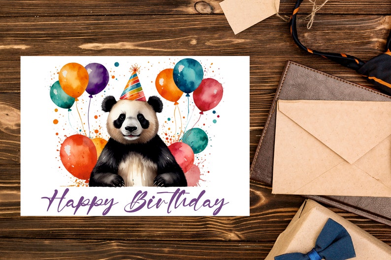 Happy Birthday Card Panda/digital Download/baby Panda Bear Birthday ...