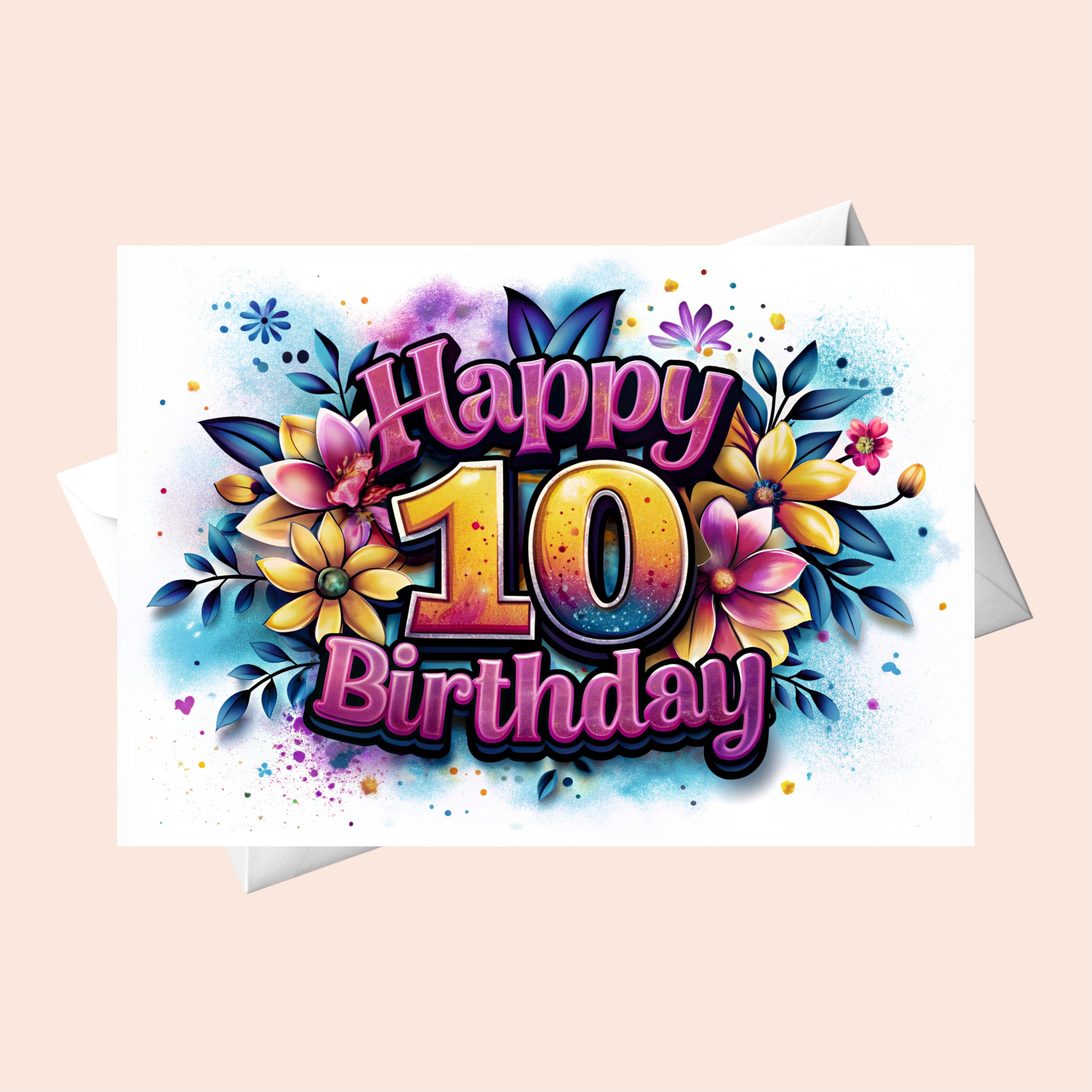 写真・グラフィック HAPPY 10 Colorful Graffiti 10th Birthday Card - Etsy