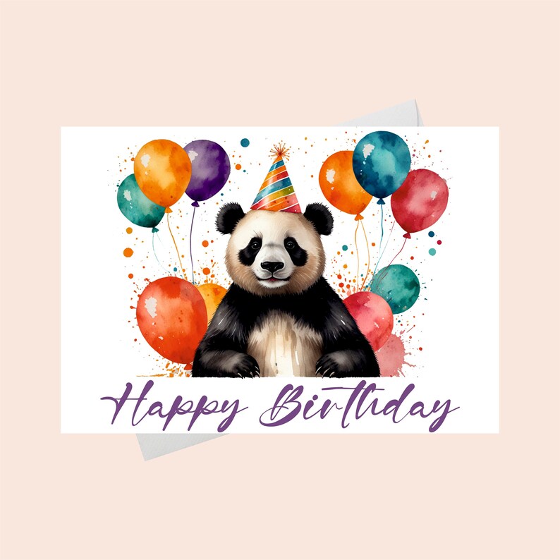 Happy Birthday Card Panda/digital Download/baby Panda Bear Birthday ...