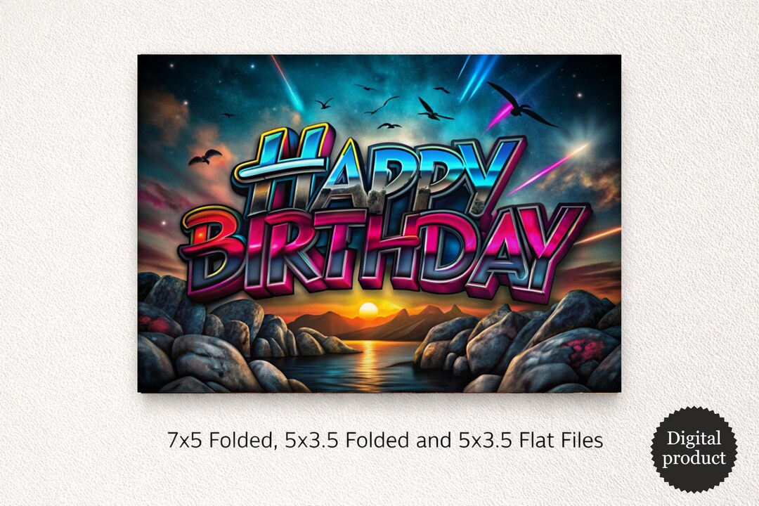 油彩『Happy Birthday to You』 3D Graffiti Happy Birthday Card With Cosmic Night Sky - Etsy