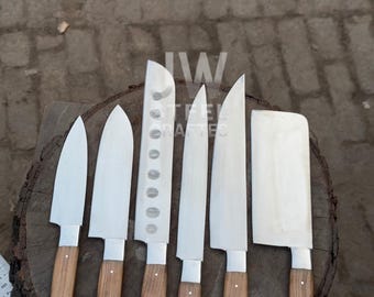 handmade chef knife set – rosewood handles | professional kitchen set with cleaver & santoku Christmas Gifts, Holiday Gifts
