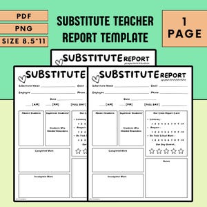 Puede incluir: Plantilla de informe de profesor sustituto en blanco y negro con secciones para información del estudiante, asistencia y rendimiento en clase. La plantilla está diseñada para papel tamaño A4 y está disponible en formatos PDF y PNG.