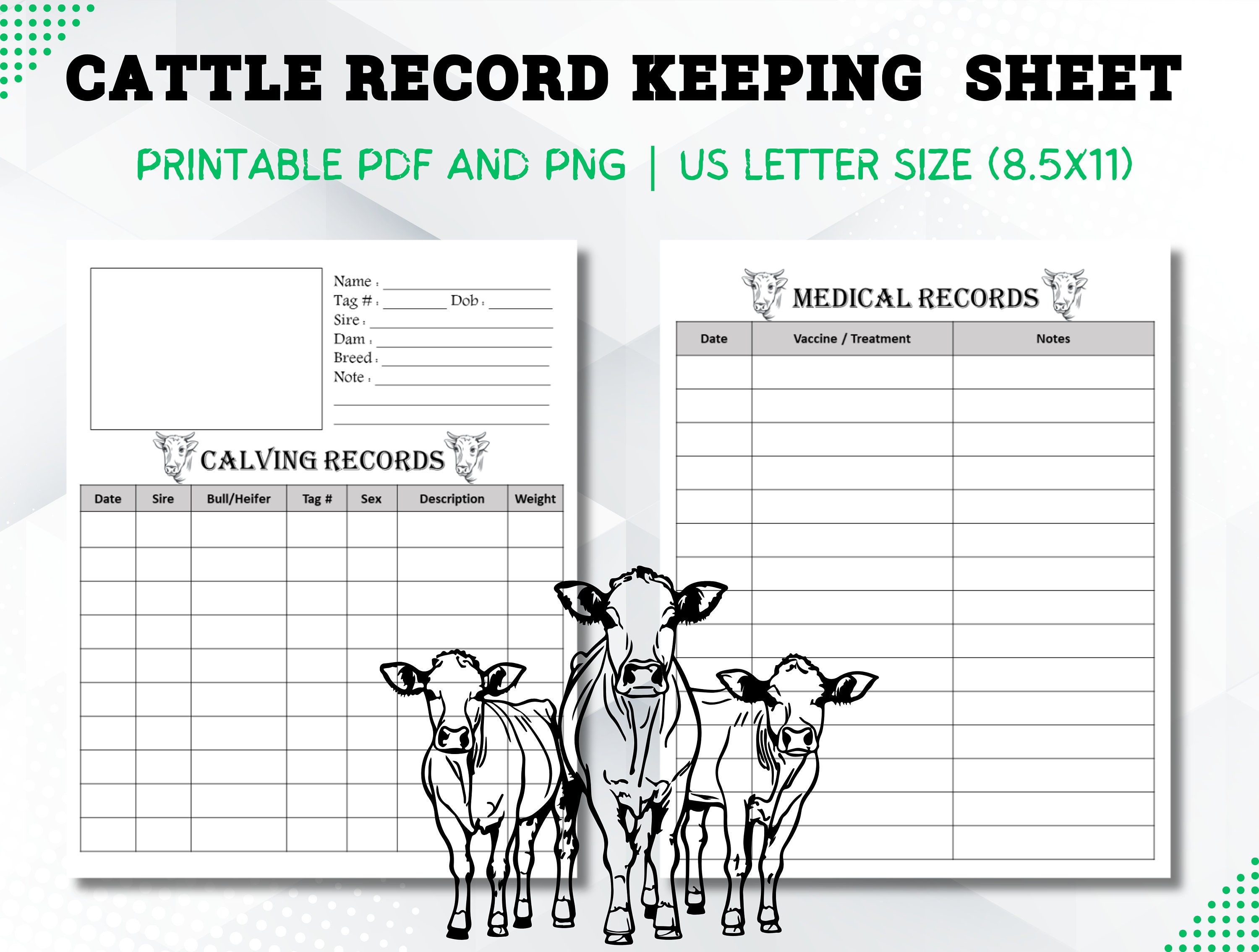 Cattle Record Keeping Sheet, Calving Records, Cattle Herd Record Sheet Cattle Record Keeping Sheet, Calving Records, Cattle Herd Record Sheet