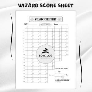 Wizard-scoreblad, scoreblad Wizard-kaartspel, afdrukbaar Wizard-scorebord, Wizard-scorekaart, Wizard-scorebord