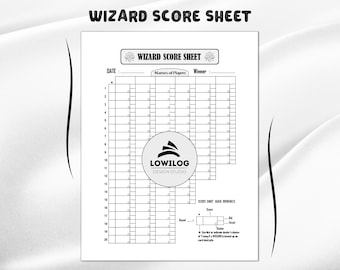 Wizard Score Sheet, Wizard Card Game Score Sheet, Printable Wizard ...