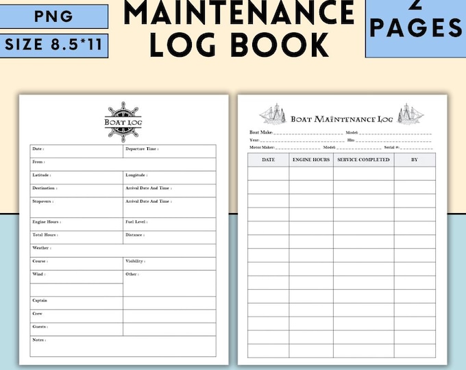 Boat Maintenance Log Template : Captain's Log, Repair Sheet (PDF, PNG ...