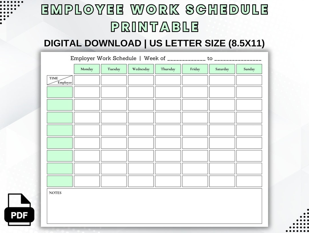 Employee Work Schedule Printable, Weekly Schedule Template, Employee Organizer, Weekly Staff Shifts, Daily Shift Schedule - Etsy employee-work-schedule-printable-weekly-schedule-template-employee-organizer-weekly-staff-shifts-daily-shift-schedule-etsy