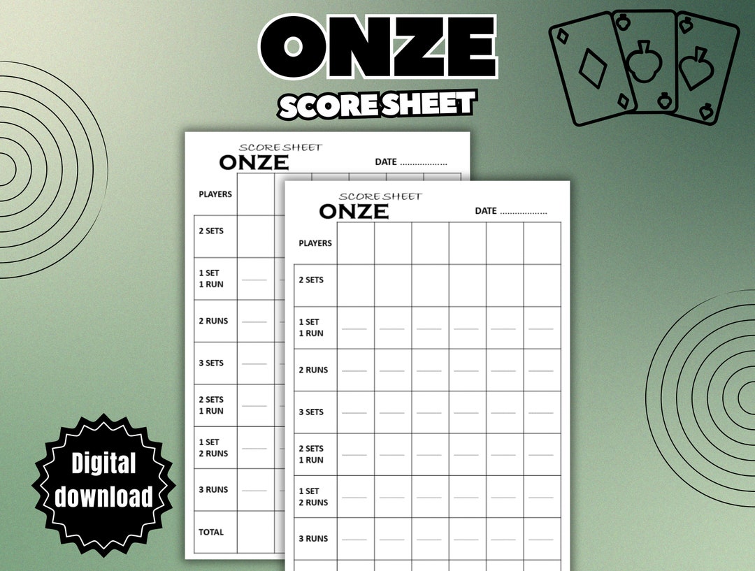 Onze Score Sheet, Onze Score Pad, Onze Game Score Keeping, Gift Idea ...