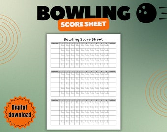 Bowling Score Sheet, Bowling Score Sheets for Bowlers to Record and Track Game Stats, Bowling Score Printable, Bowling Team