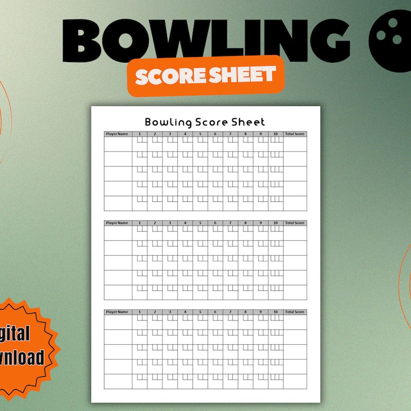 Bowling Score Sheet Etsy Bowling Score Sheet Etsy