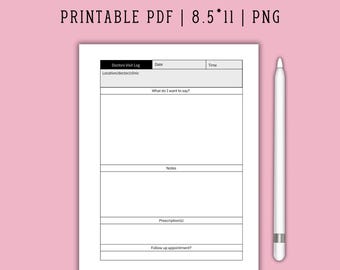 Doctor Visit Log & Medical Appointment Tracker | Health Planner Insert | Doctor Visit Notes | Printable PDF PNG | Instant Download