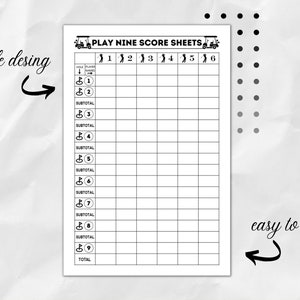 Printable Play 9 Score Pad, Play Nine Golf Card Game Score Sheet ...