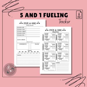 5 And 1 Fueling Tracker,5 & 1 Diet, Fueling Meals, Editable 5 And 1 Fueling Weight Loss Tracker, Food and Wellness Planner for Women and Men