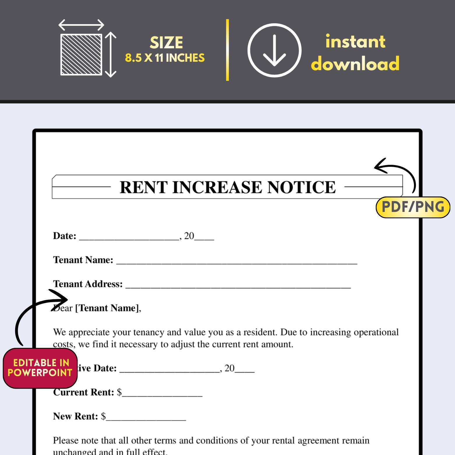 Landlord Rent Increase Forms.pdf Rental Increase Notice Template, Landlord Tenant Form (PDF PNG PPT) - Etsy