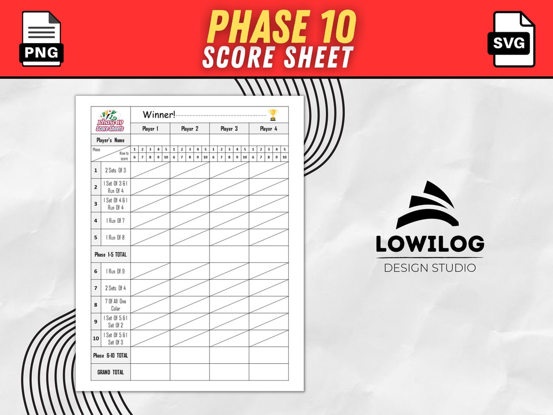 Printable Phase 10 Card Game Score - Il 1080xN.5704633377 6efr