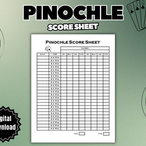 Pinochle Score Sheet: Printable Card Game Scorecard (PDF, PNG)