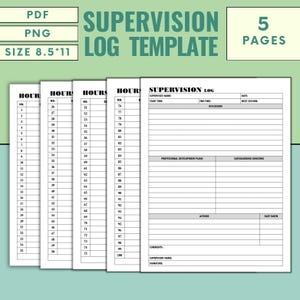Clinical Supervision Session Form and Hours Log, Therapist worksheet, School Counselor Tracker, psychologist template, Supervision Template