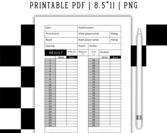 Plantilla imprimible de hoja de puntuación de ajedrez (PDF y PNG)