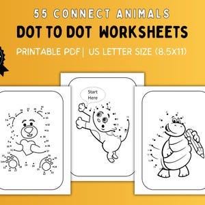 55 Connect the Dots Animals Worksheets: Kids Learning Activity (PDF)