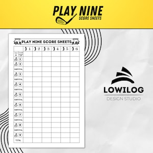 Cuaderno de puntuación Play 9 imprimible, hoja de puntuación del juego de cartas de golf Play Nine, archivo imprimible, reglas e instrucciones del juego de cartas para la noche de juegos en familia