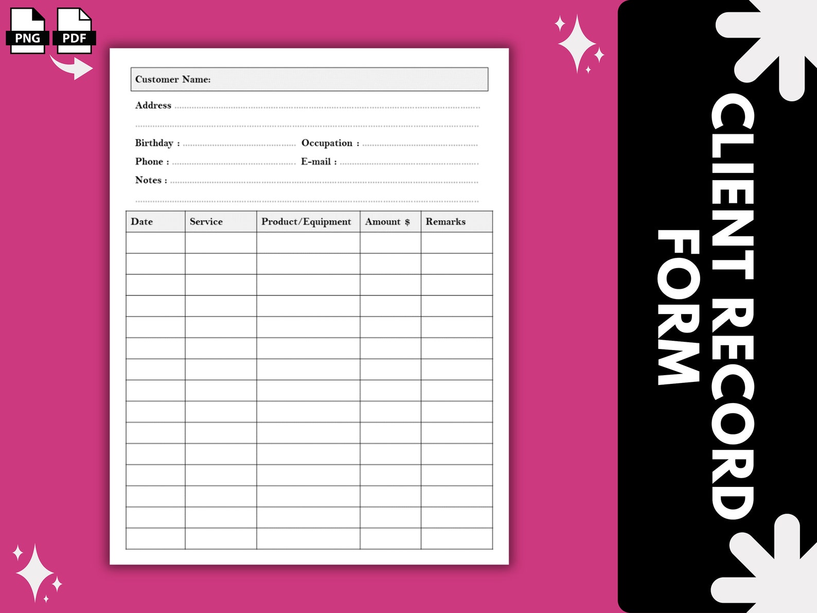 Client Record Form: Fillable PDF Template (instant Download) - Etsy Canada