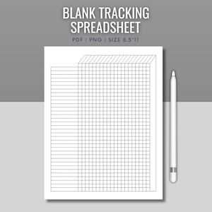 Leere Tracking-Kalkulationstabelle, leere Spalten Diagrammblatt zum Ausdrucken, ausfüllbares leeres Arbeitsblatt, leere Tabelle, druckbare Säule