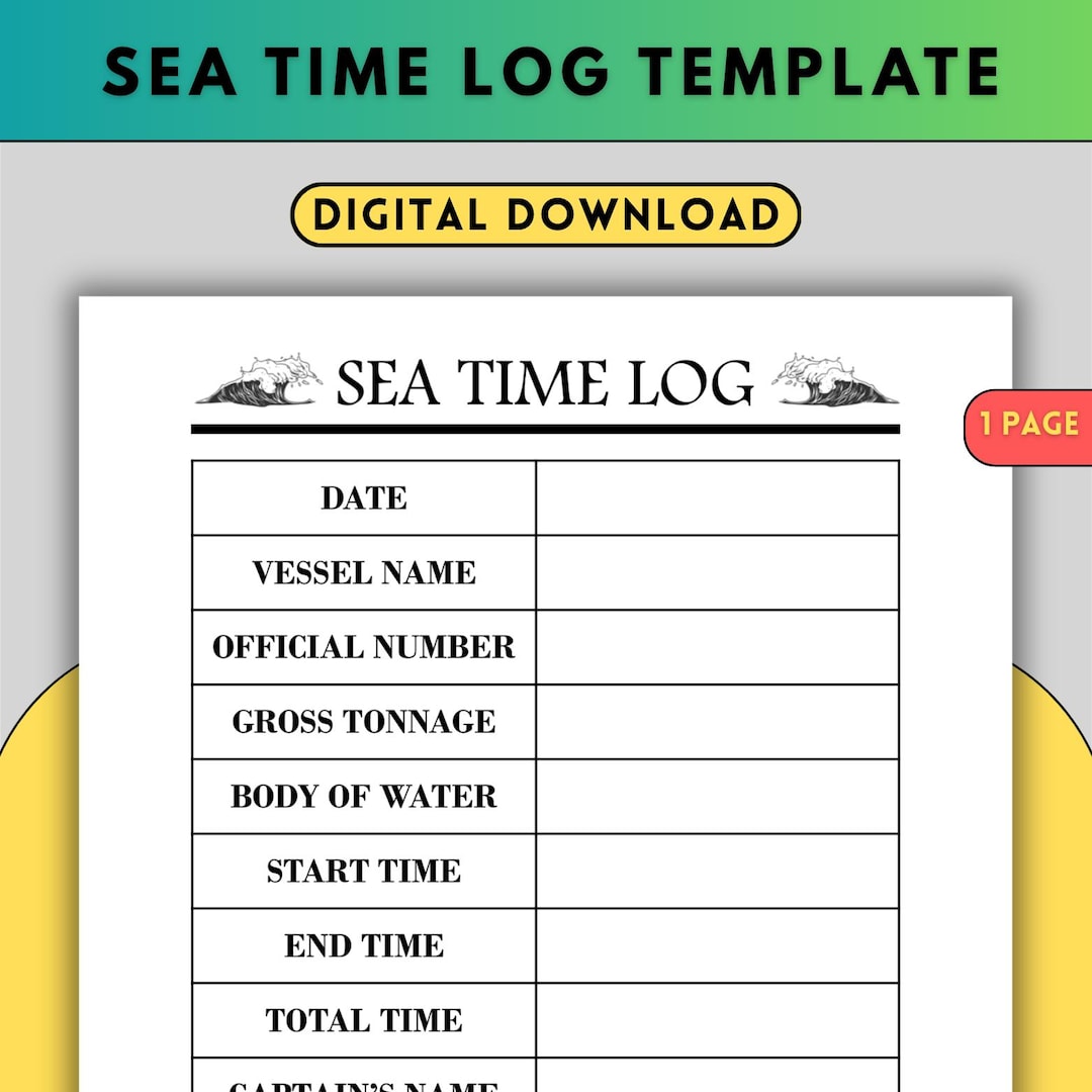 Sea Time Log | Printable Digital Log for Maritime Enthusiasts ...