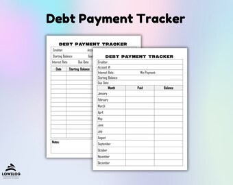 Debt Payoff Tracker: Monthly Budget Planner (PDF & PNG)