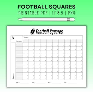Football Squares Printable: 100 Square Grid (PDF & PNG)