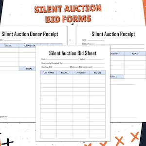 Silent Auction Bid Sheet-Auction Bidding Forms Organizer- Printable Sign-Up Sheet-Instant Download-Printable Pdf