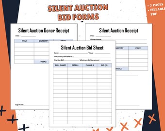 Stille Auktion Bid Sheet-Auktions-Gebote Formen Organizer-Druckbare Sign-Up Sheet-Instant Download-Druckbare Pdf