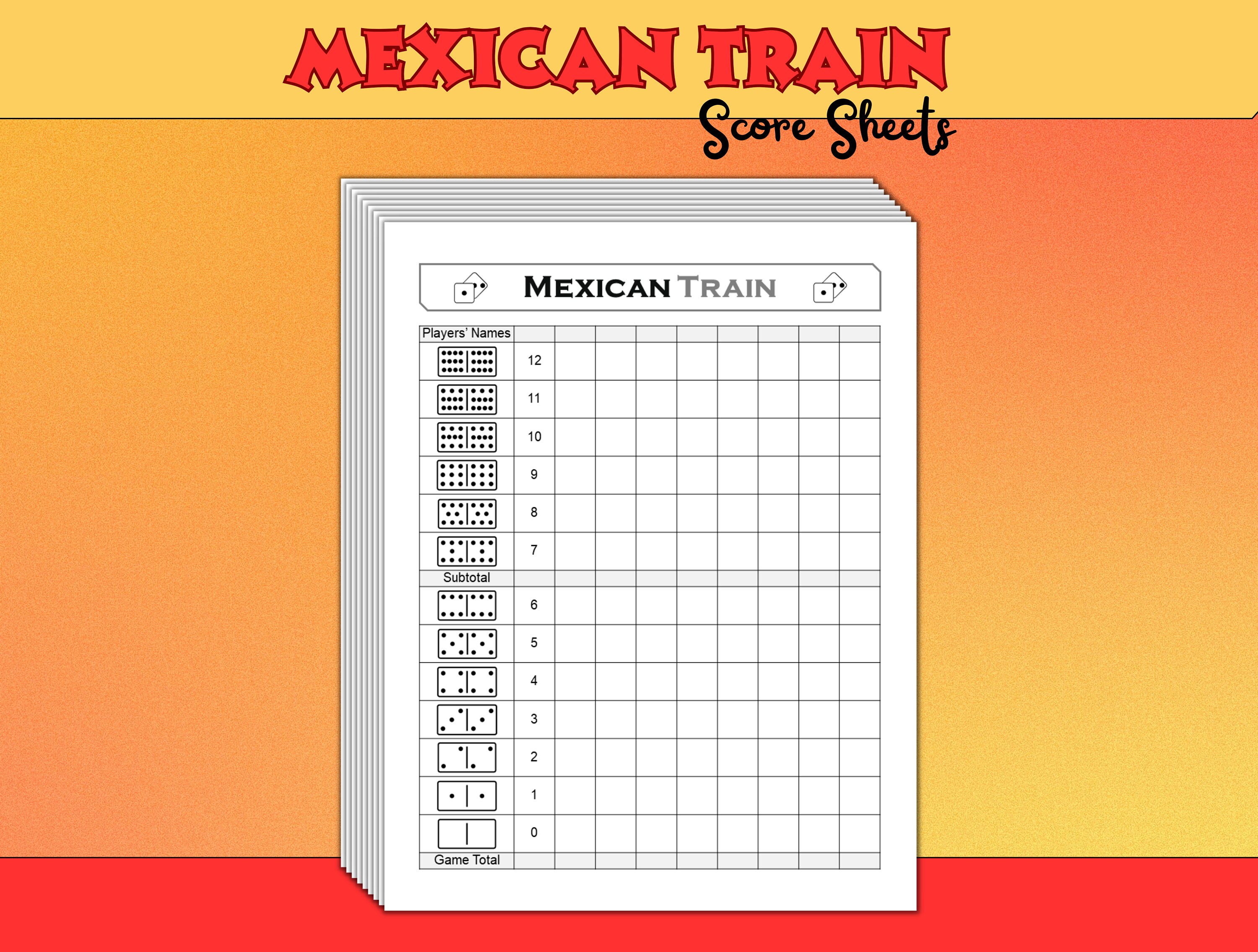 Mexican Train Score Sheetsmexican Train Score Pads instant Download