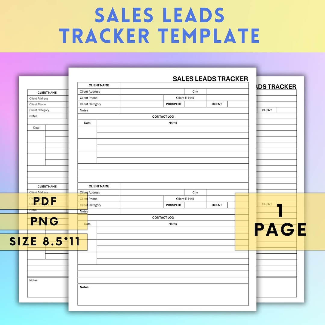 Sales Leads Tracker | Editable Client Follow-up Log | Prospect Contact ...