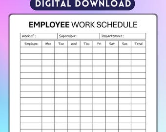 Sjabloon voor wekelijks werkschema: afdrukbare personeelsplanner (pdf-, ppt-, png-indeling)