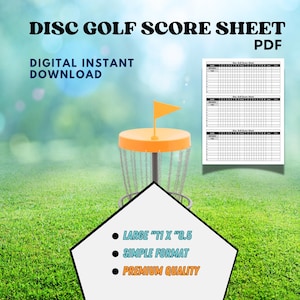Hoja de puntuación de golf de disco imprimible, registro de juego de golf de disco, rastreador de golf de disco volador, guardián de puntuación de golf de disco
