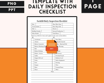Forklift Daily Inspection Checklist Template (PDF, PNG, PPT)