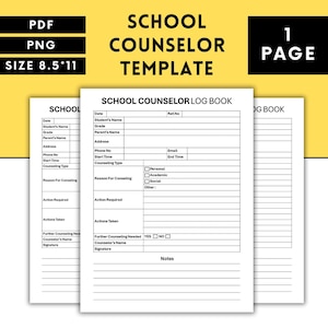 Schul Counselor Logbuch Vorlage (PDF, PNG)