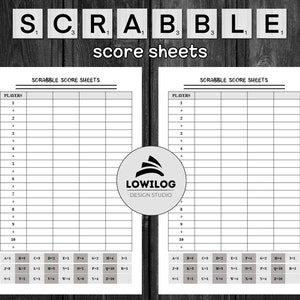 Feuille de pointage de Scrabble, Blocs de pointage pour jeu de Scrabble, Carte de pointage de Scrabble, Papier de Scrabble