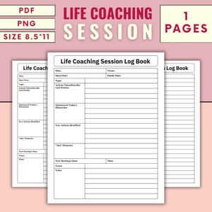 Life Coaching Session Log Template: Client Organizer (PDF & PNG)