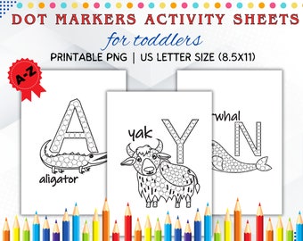 Dot Marker Alphabet Activity Sheets: Animal Coloring Pages (Digital Download)