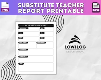 Substitute Teacher Report, Substitute Teacher Notes Printables, Substitute Teacher Resources, Substitute Teacher Ideas