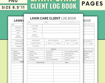Lawn Care Client Log Template, Simple Lawn Mowing and Landscape Appointment, Garden Care Agreement, Client Information, Appointment Log
