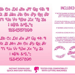 Lot svg Barbi, logo rose, lot svg Barb, filles svg, fichiers Svg pour cricut, Svg fille, clipart autocollant, fichiers Svg, fichiers Png clipart image 5